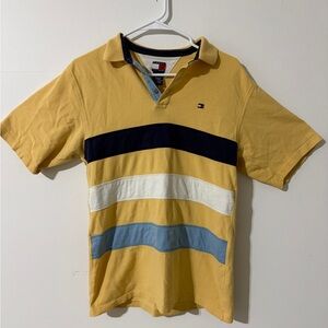 Vintage Tommy Hilfiger Boy’s Polo with Yellow and Blue Stripes 100% Cotton